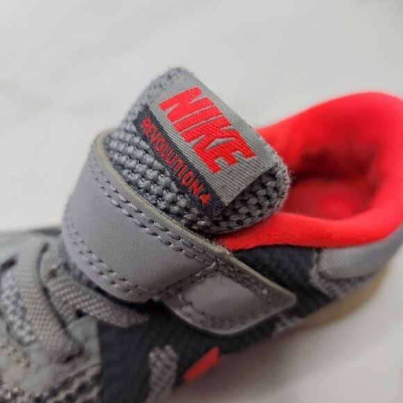Nike Revolution 4 Grey Pink Mesh Hook and Loop Sneakers Toddler Shoes 9C - Picture 7 of 9